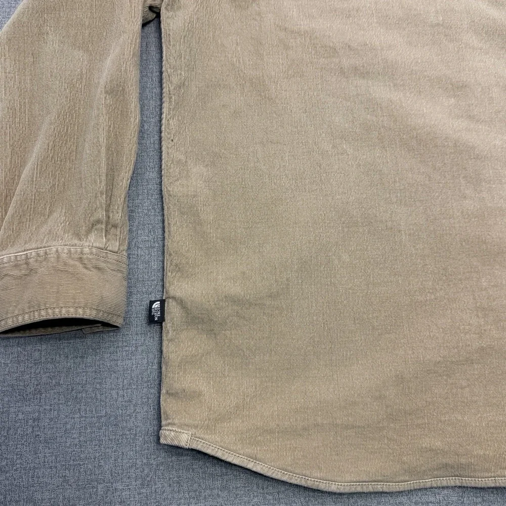The North Face Corduroy Snap Button Shirt Men's XL Beige Tan Utility Outdoor